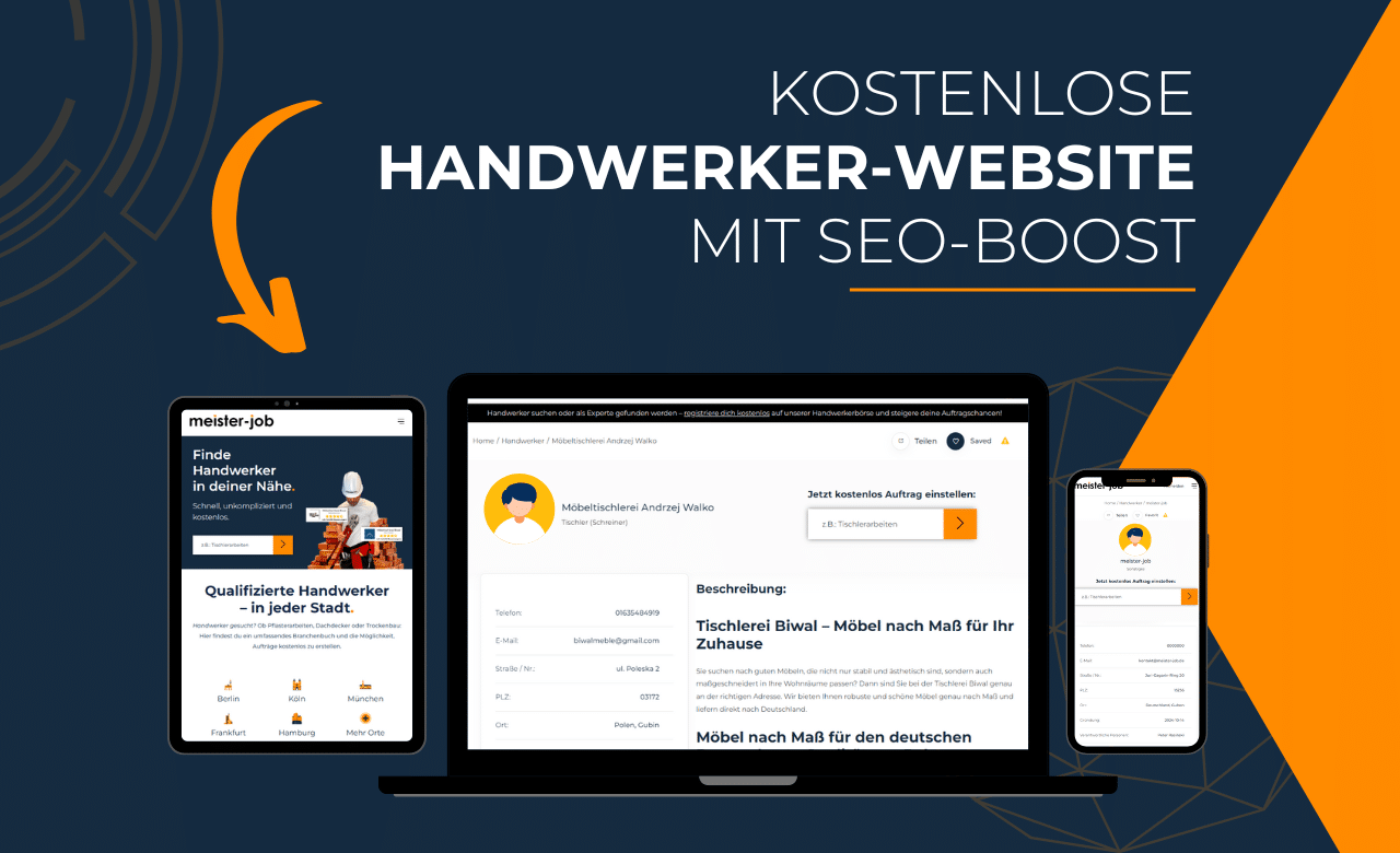 Handwerker Webseite Homepage kostenlos